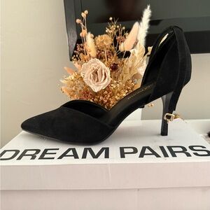 NIB!! Dream Pairs Black Pointed D'Orsay Stiletto Heel with Ankle Strap